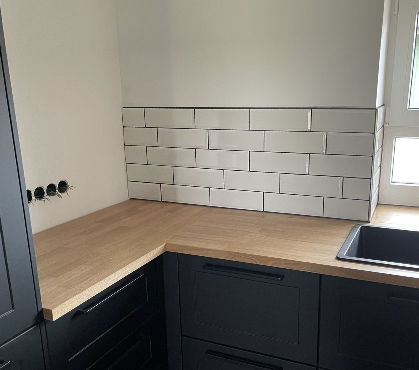 Küche mit Fliesenspiegel